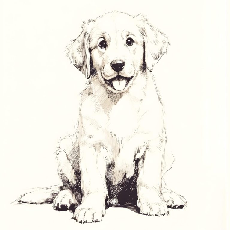 Minimalistisches Hundeportrait als Fine Line Art – Paw Line Art Studio