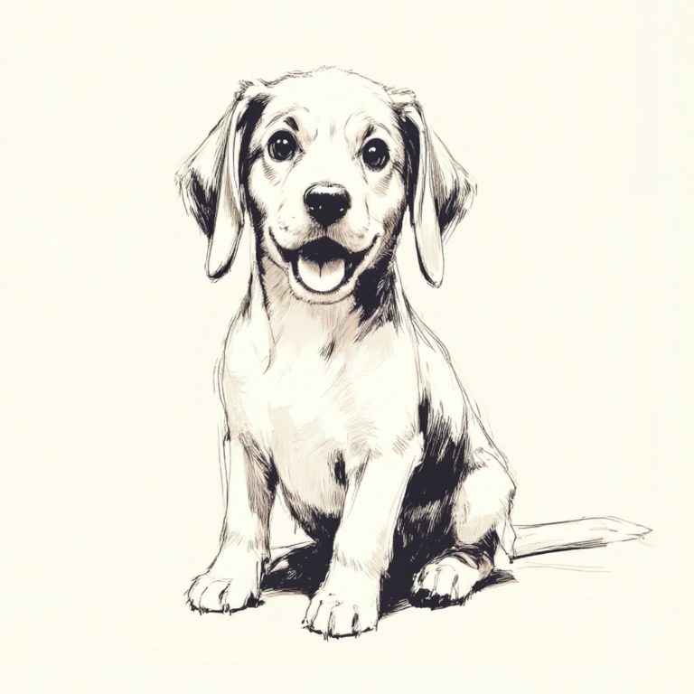 Minimalistisches Hundeportrait als Fine Line Art – Paw Line Art Studio
