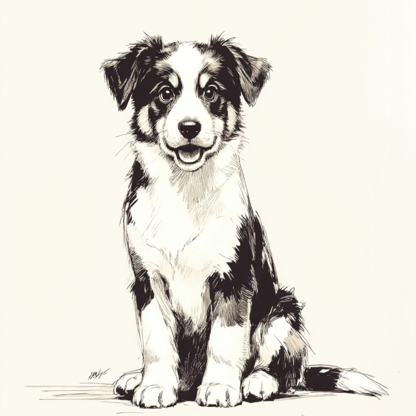 Minimalistisches Hundeportrait als Fine Line Art – Paw Line Art Studio