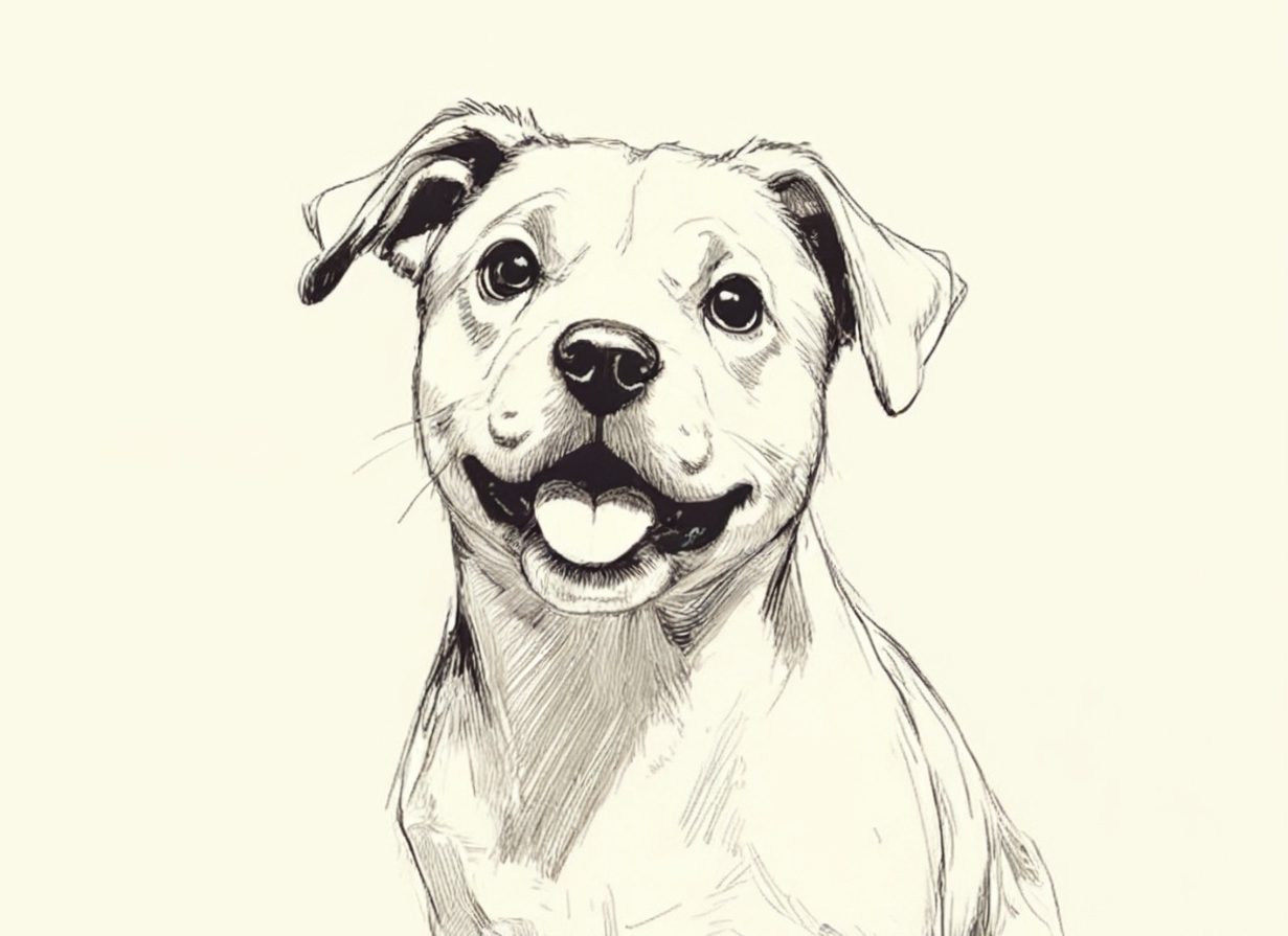 Minimalistisches Hundeportrait als Fine Line Art – Paw Line Art Studio